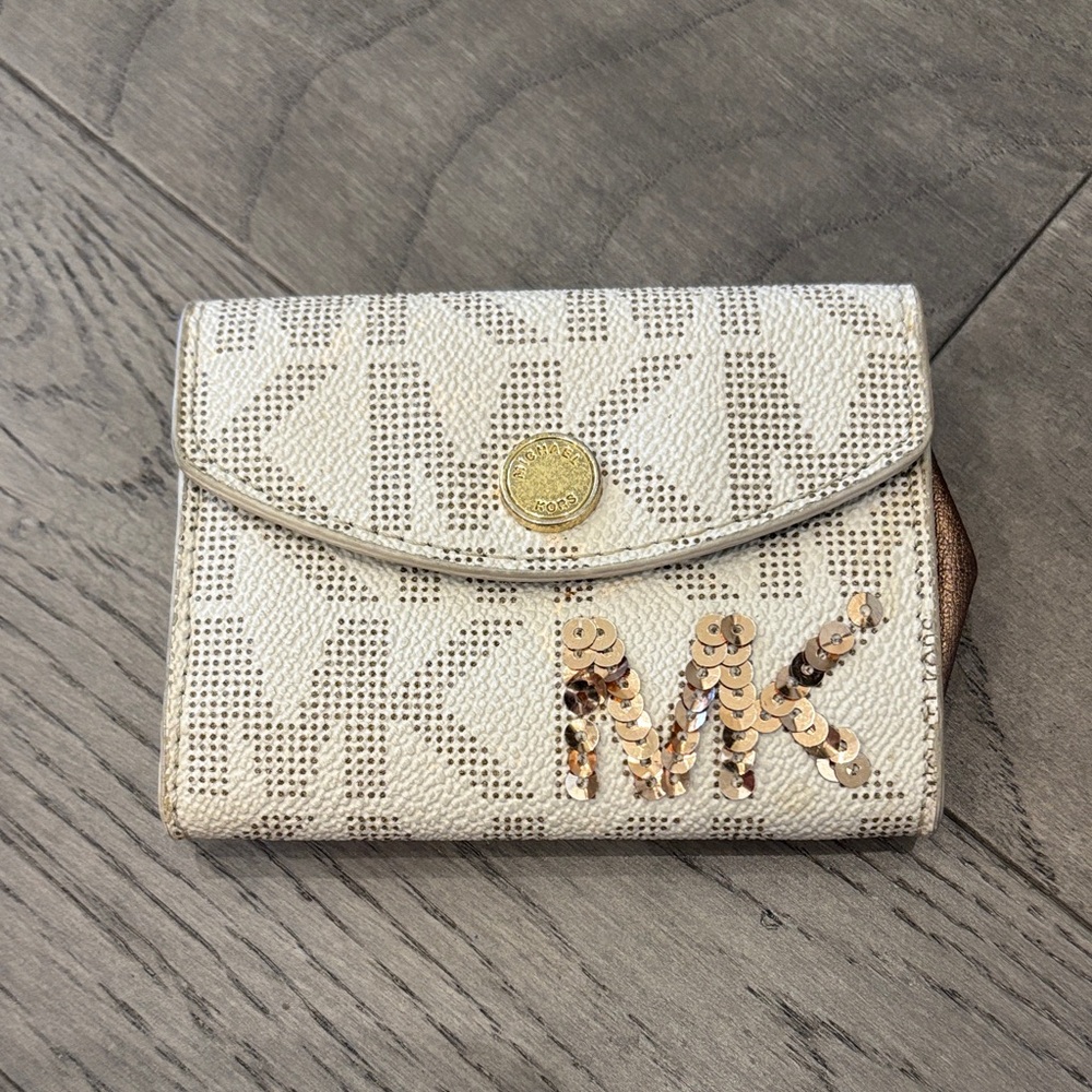Michael Kors Sequin Gold and Cream Wallet